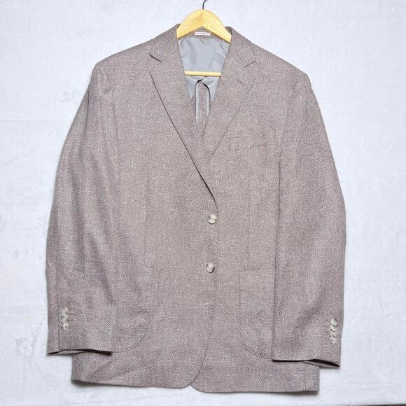 NWOT Joseph Abboud Blazer Sport Coat Mens 44R Modern Fit Linen Pink Mauve - Picture 2 of 9